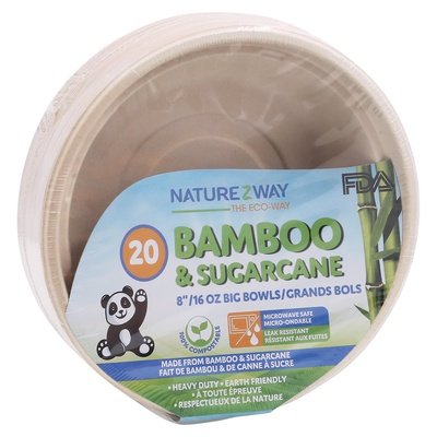 Naturezway 8" Bowls Bamboo & Sugarcane 8/20 CT [UNFI #12576] T