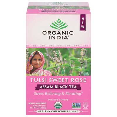 Organic India Sweet Rose Tulsi Black Tea 6/18 Bag [UNFI #65673]