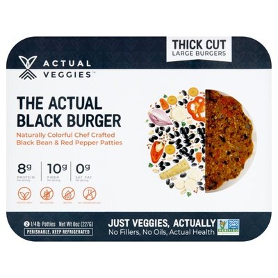 Actual Veggies Burger Black Vegeterian 2Pck 6/8 Oz [UNFI #82480]