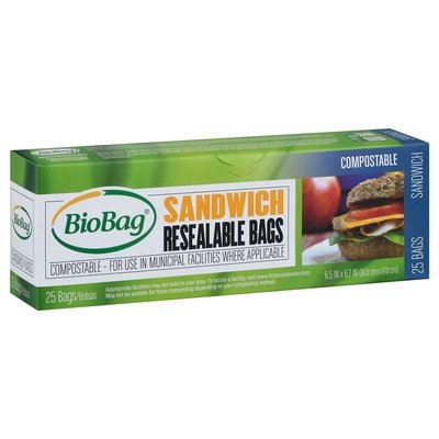 Biobag Compostable Reslbl Sandwich Bags 12/25 CT [UNFI #61672] T