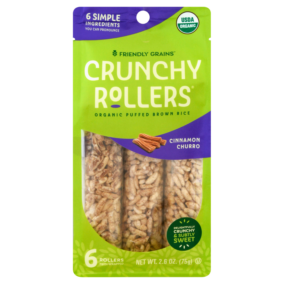 Crunchy Rice Rollers Cinnamon Churro - 6 Pack Og2 9/2.85 OZ [UNFI #27988]