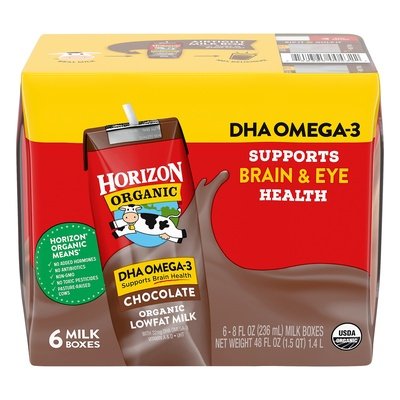 OG2 Horizon Low Fat 1% DHA Omega3, Chocolate 3/6/8 OZ [UNFI #37893]