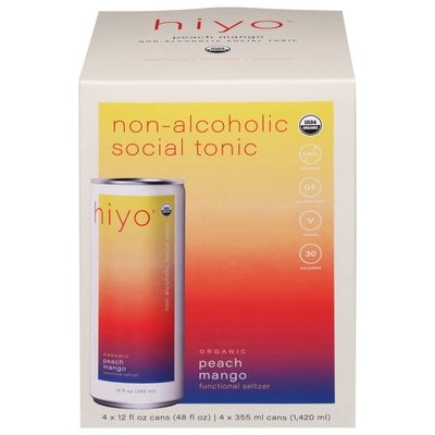 Hiyo Peach Mango Seltzer 4 Pk 6/4/12 Oz [UNFI #46470]