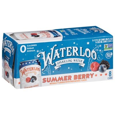 Waterloo Summer Berry Sparkling Water 3/8/12 OZ [UNFI #30322] T