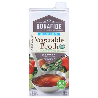 OG2 Bonafide Provisions No Salt Added Vegetable Broth 6/32 OZ [UNFI #43552]