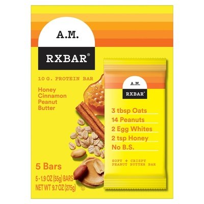 Rxbar A.M. Honey Cinnamon Peanut Butter Protein Bar 6/5/1.9 Oz [UNFI #26812]