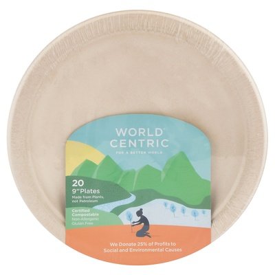 World Centric Compostable Plates 9inch 12/20 CT [UNFI #64769] T