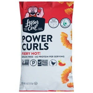 OG3 Lesser Evil Power Curls,Fiery Hot 9/4 OZ [UNFI #41084]