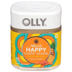 Olly Hello Happy Gummy Worms 60 Ct [UNFI #13929]