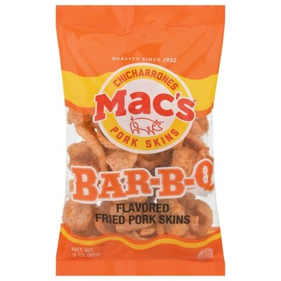 Mac`S Pork Skins Barbeque 12/3 OZ [UNFI #12291]