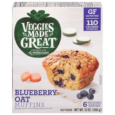 Veggies Made Great Muffins Blueberry Oat 6ct 8/12 OZ [UNFI #81623]