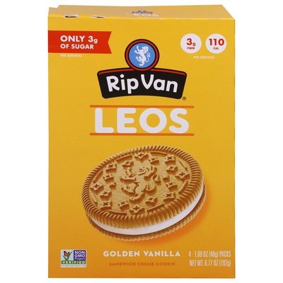 Rip Van Wafels Cream Cookies Leos Sandwich Golden Vanilla 6/6.77 Oz [UNFI #64196]