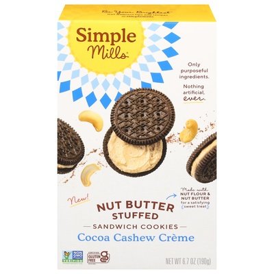 Simple Mills CocoaCashew Creme,Sandwich Cky 8/6.7 OZ  [UNFI #80496]