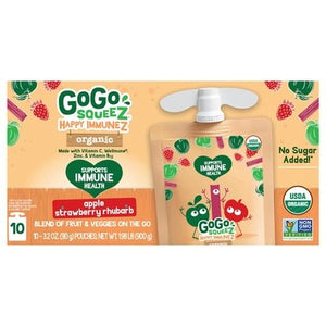 Gogo Squeez Apple Strawberry Rhubarb Squeez 6/10/3.2 Oz [UNFI #53349]