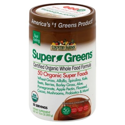 Country Farms Super Greens Powder Chocolate 10.6 Oz [UNFI #31254]