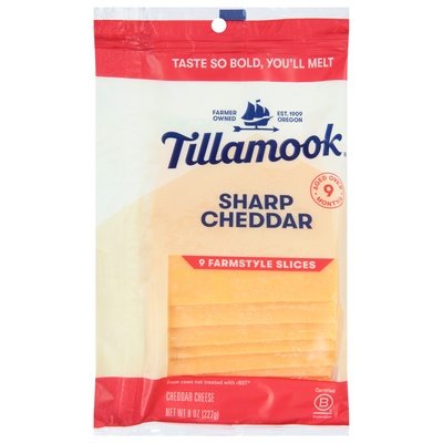 Tillamook Sharp Cheddar Shingle Slice 12/8 Oz [Peterson #26844]