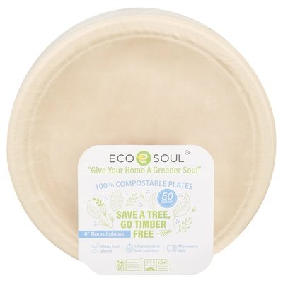 Eco Soul Round Plates 9 Inch Bagasse 8/50 Ct [UNFI #87716]