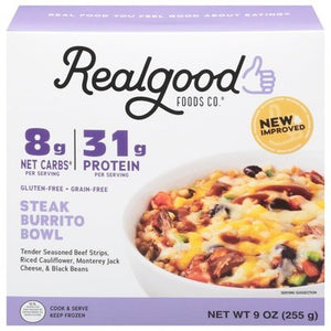 Real Good Foods Steak Burrito Bowl 8/9 OZ [UNFI #52675]