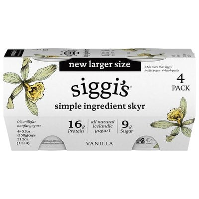 Siggi`S VANILLA SKYR NON FAT YOGURT 4/4/5.3 OZ [UNFI #83892]