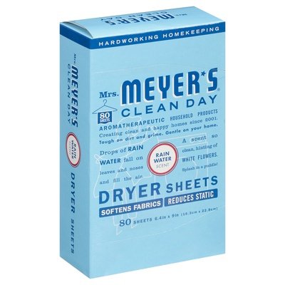 Mrs. Meyers Clean Day Rain Water Dryer Sheets 12/80 Ct [UNFI #55462]