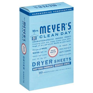 Mrs. Meyers Clean Day Rain Water Dryer Sheets 12/80 Ct [UNFI #55462]