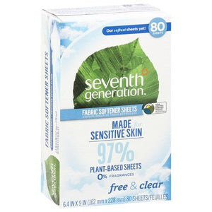 Seventh Generation Fabric Softener Sheets, Fr/Clr 4/80 Ct [UNFI #10932] T