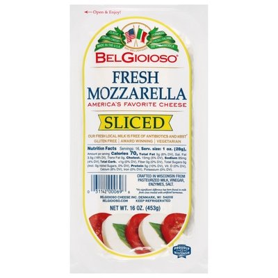 Bel Gioioso Sliced Fresh Mozzarella Therm 8/1 LB [Peterson #11297]