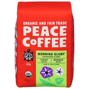 OG1 Peace Coffee Morning Glory Whl Bean Coffee 6/12 OZ [UNFI #88335]