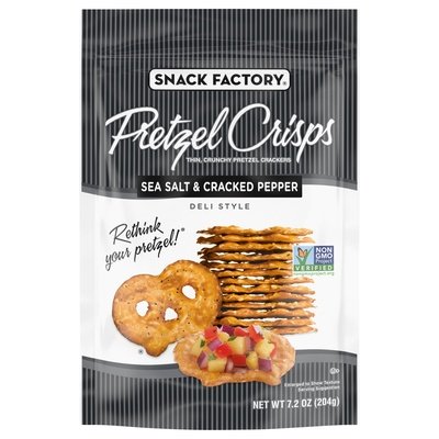 Pretzel Crisps Sea Salt & Cracked Pepper 12/7.2 OZ [UNFI #81886]