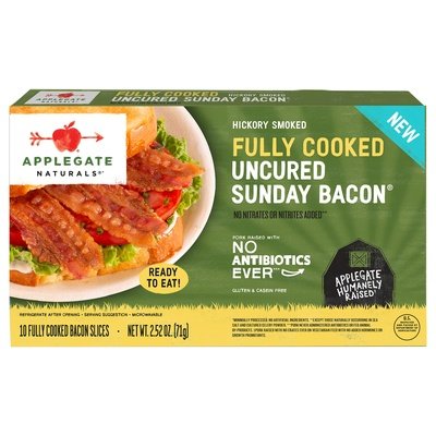 Applegate Farms Uncured Sunday Cooked Bacon 12/2.52 Oz [UNFI #65969]