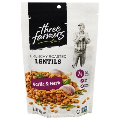 Three Farmers Garlic & Herb Roasted Lentils 6/5 Oz [UNFI #35386]
