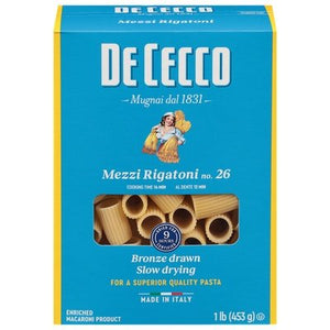 Dececco Mezzi Rigatoni #26 12/16 Oz  [UNFI #40419]