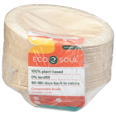 Eco Soul Round Bowls 16 Oz Bagasse 8/50 Ct [UNFI #87725]