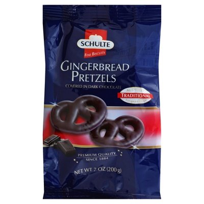 Schulte Gingerbread Pretzels Dk Choc 12/7 Oz [UNFI #81252]