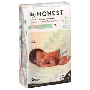 The Honest Company Size 0 Newborn, Multi-Giraffes 32 Ct [UNFI #58078]