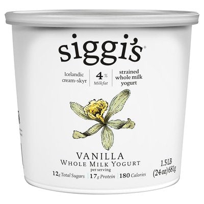 Siggis Vanilla Whole Milk Yogurt 6/24 Oz [UNFI #25396]