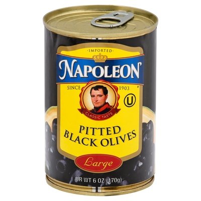 Nap Black Pitted Olives 12/6 OZ [UNFI #23880]