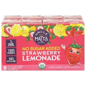 Uncle Matts Organic Lemonade Strawberry Juice Box 4/8/6.75 Oz [UNFI #82726]