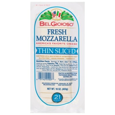 Bel Gioioso Mozz Fresh Thin Sliced Log 8/1 LB [Peterson #28720]