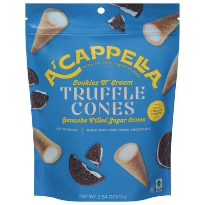 Acappella Cookies N Cream Truffle Cones 6/2.54 Oz [UNFI #36752]