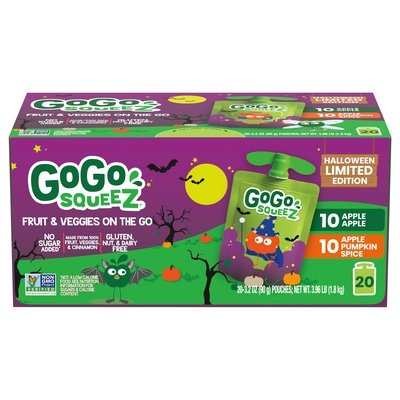 Gogo Squeez Halloween 2 Flavors  2/20/3.2 Oz [UNFI #84332]
