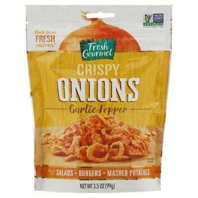 F.G.CRISPY ONIONS-GARLIC 12/3.5OZ [Charlies #019-06136]