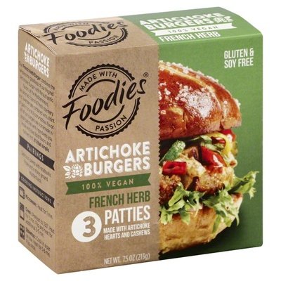  Provisions Co-op Wholesale  Foodies Vegan Artichoke Burger, French Herb 8/7.5 OZ [UNFI #76040] #