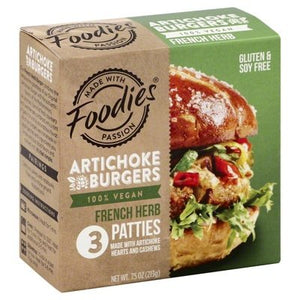  Provisions Co-op Wholesale  Foodies Vegan Artichoke Burger, French Herb 8/7.5 OZ [UNFI #76040] #